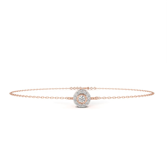 Round Halo Set Single Chain Bracelet with Centerpiece - view 3
