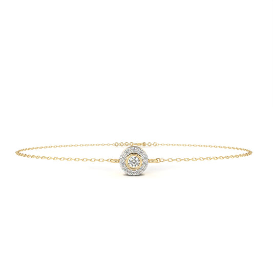 Round Halo Set Single Chain Bracelet with Centerpiece - view 2