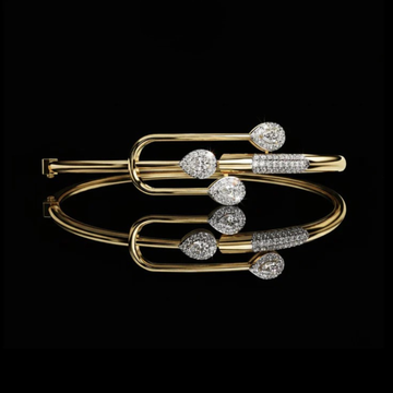 0.88 CT Luxurious Lab Grown Open Bracelet with Pear Cut Diamond Accents and Pave Detailing By Ivevar