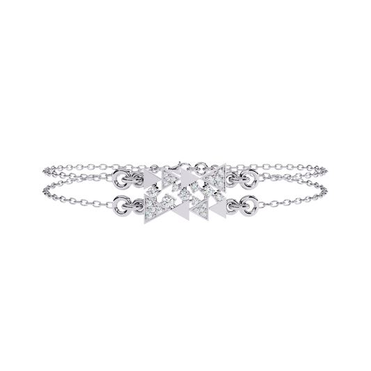 Round Cut Adjustable Double Chain Bracelet - view 4