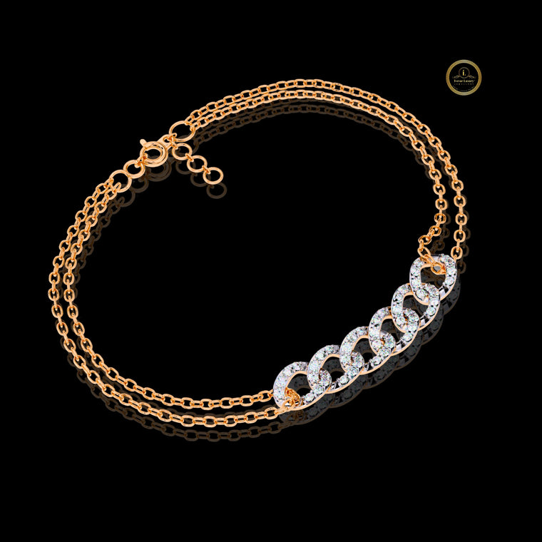 Round Cut Interlocking Double Link Bracelet - view 2