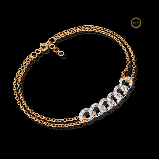 Round Cut Interlocking Double Link Bracelet - view 3