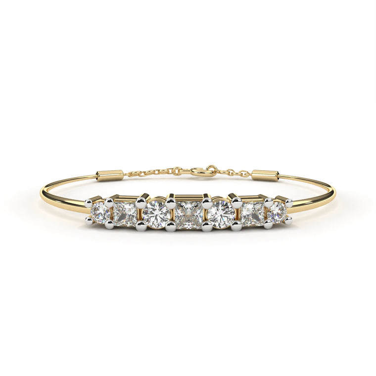 Princess & Round Cut Adjustable Bracelet - view 2