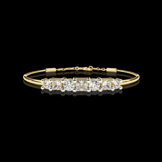 0.37 TCW Elegant Band Moissanite Bracelet with Brilliant Alternating Round and Princess Diamond Accents