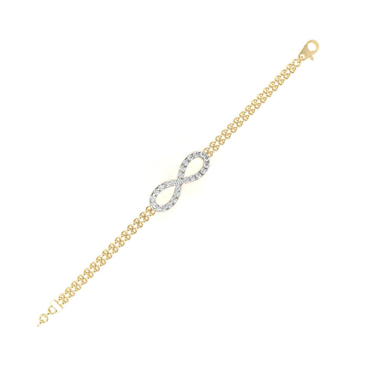Round Cut Double Chain Infinity Bracelet - view 4