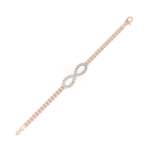 Round Cut Double Chain Infinity Bracelet - view 3
