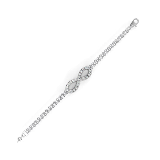Round Cut Double Chain Infinity Bracelet - view 2