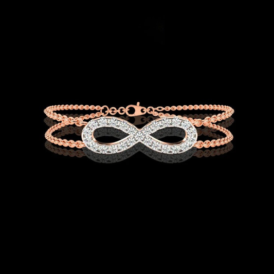 0.38 TCW Elegant Rose Gold Infinity Chain Bracelet Moissanite Diamond stands Symbol of Eternal Love