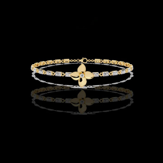 0.41 TCW Affordable Gold Petal Centerpiece Bracelet with Moissanite Diamonds