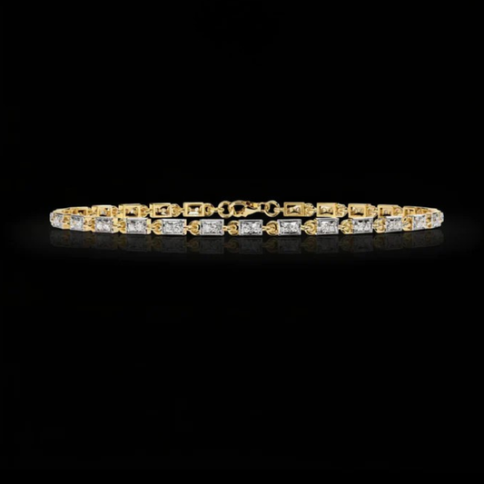 0.45 TCW Elegant Moissanite Bracelet Featuring a Continuous Row of Sparkling Dual Round Diamonds Set in a Timeless Link Design