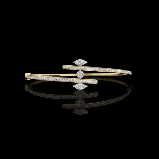 0.56 CT Exquisite Dual Line Diamond Bracelet in Moissanite with Marquise and Round Brilliant Cut Accents