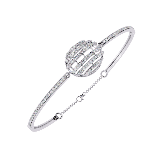 Round Celestial Sphere Pave Centerpiece Bangle Bracelet - view 4