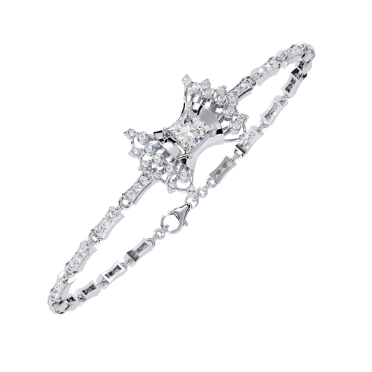 Princess And Round Cut Vintage Style Tennis Bracelet - view 4