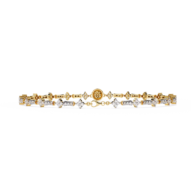 Floral Round Link Bracelet for Women - view 2