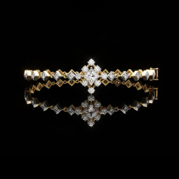 4.7 TCW Lab Grown Diamond Bracelet Showcasing a Central Princess Cut Diamond with Geometric Accents and Brilliant Round Highlights By Ivevar