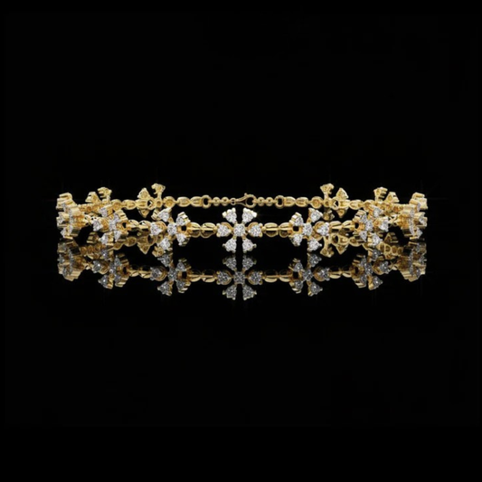 0.91 TCW Blossom Elegance Moissanite Diamond Floral Bracelet with Dazzling Petal Design and Refined Luxury Finish