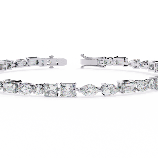 Multi Shape Mixed Cut Tennis Bracelet For Women - view 4