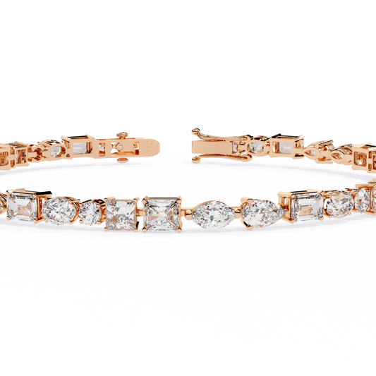Multi Shape Mixed Cut Tennis Bracelet For Women - view 3
