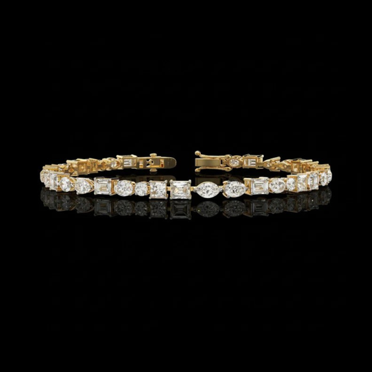 0.95 CT Ethical Elegance Lab Grown Exquisite Tennis Bracelet with Mixed-Cut Sparkling Diamonds