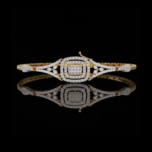 1.20 TCW Majestic Allure Round Cut Halo Lab Grown Diamond Embracing the Splendor Bracelet By Ivevar