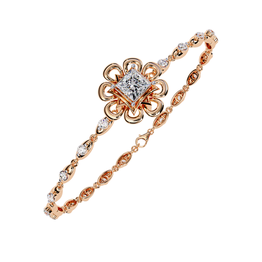 Princess Cut Floral Link Bracelet for Women - view 3