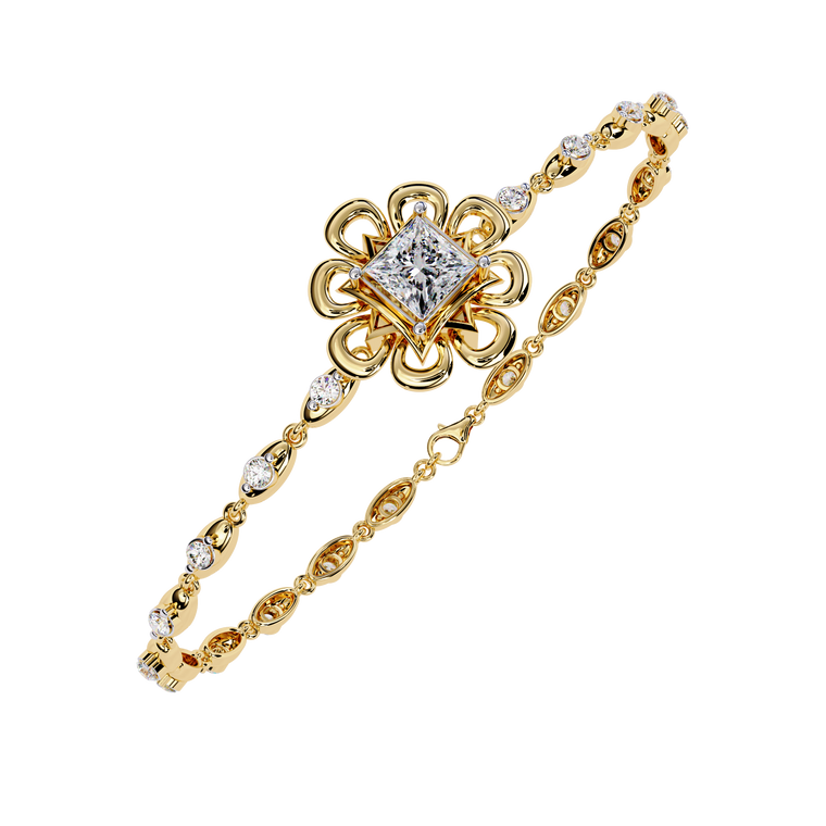 Princess Cut Floral Link Bracelet for Women - view 2