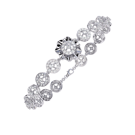Round Cut Vintage Halo Link Bracelet - view 4