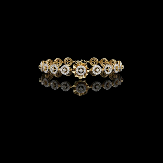 2.16 TCW Exquisite Moissanite Bracelet with Intricate Floral Motifs and Round Diamond Halo Accents