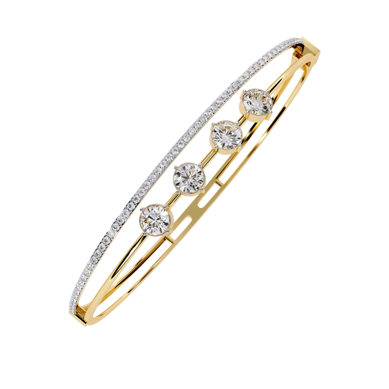Four Round Station Bangle Bracelet Pave Accent - view 2