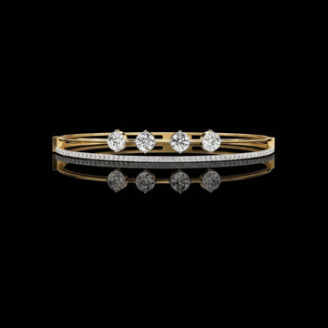 2.36 TCW Sophisticated Bracelet Featuring Four Large Moissanite Round Diamonds with Pave Diamond Accent By Ivevar