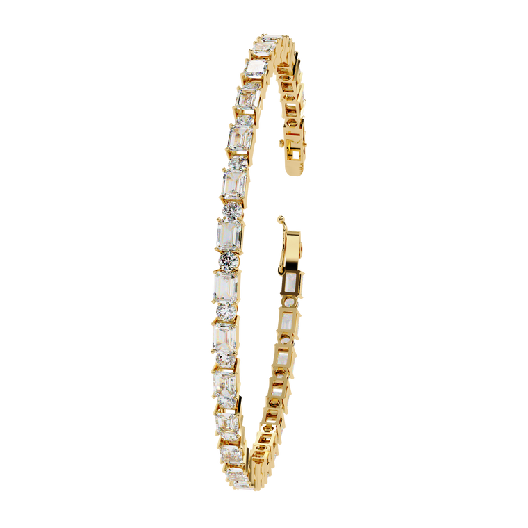 Alternating Emerald & Round Cut Tennis Bracelet - view 2