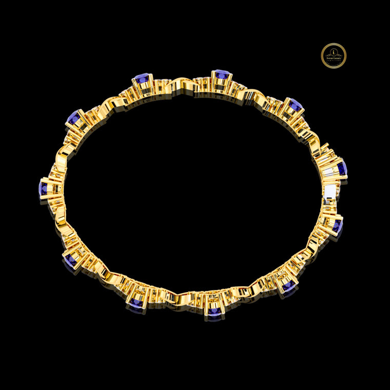Oval Blue Sapphire Infinity Link Bracelet - view 2