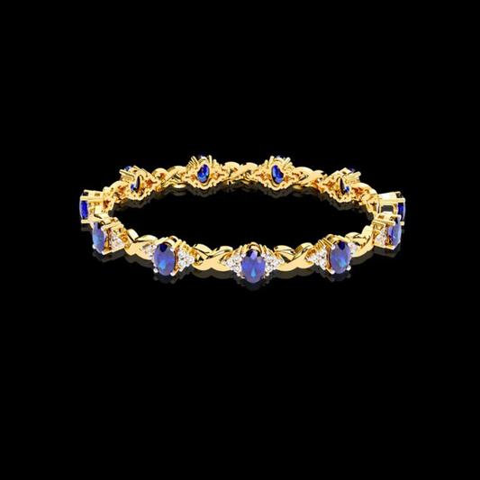 4.24 CT Exquisite Moissanite Bracelet Featuring Fancy Vivid Blue Oval and Diamond Accents Design