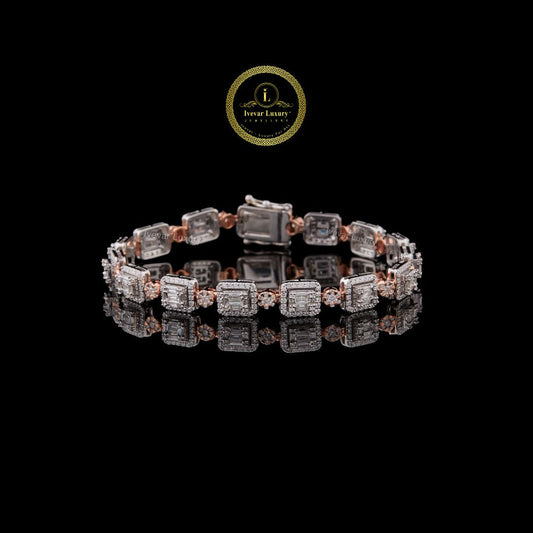 925 silver iced out vvs1 moissanite baguette diamond cluster tennis bracelet By Ivevar
