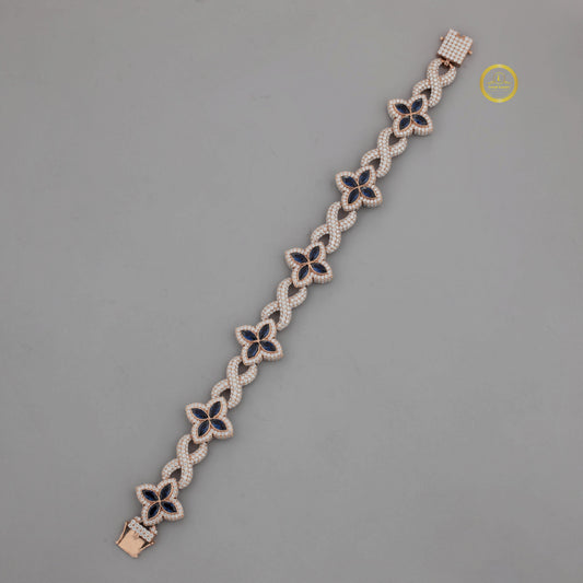 Round Cut Lab Grown Diamond Floral Infinity Link Tennis Bracelet - view 2