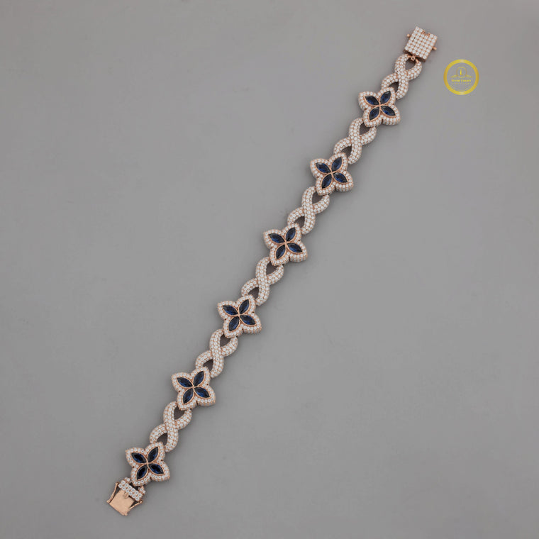 Round Cut Moissanite Floral Infinity Link Tennis Bracelet - view 2