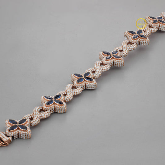 Round Cut Lab Grown Diamond Floral Infinity Link Tennis Bracelet - view 3