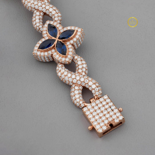 Round Cut Moissanite Floral Infinity Link Tennis Bracelet - view 4