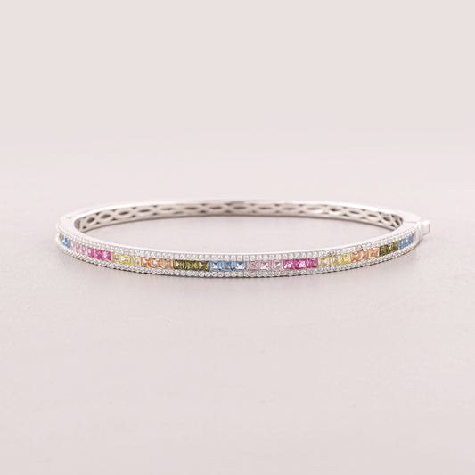 Colorful Natural Sapphire Diamond Bracelet Customizable Design by Ivevar