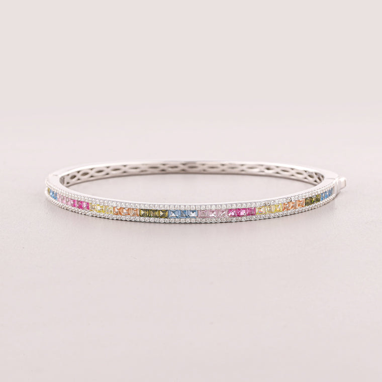 Multi-Color Diamond Tennis Bangle Bracelet - view 2