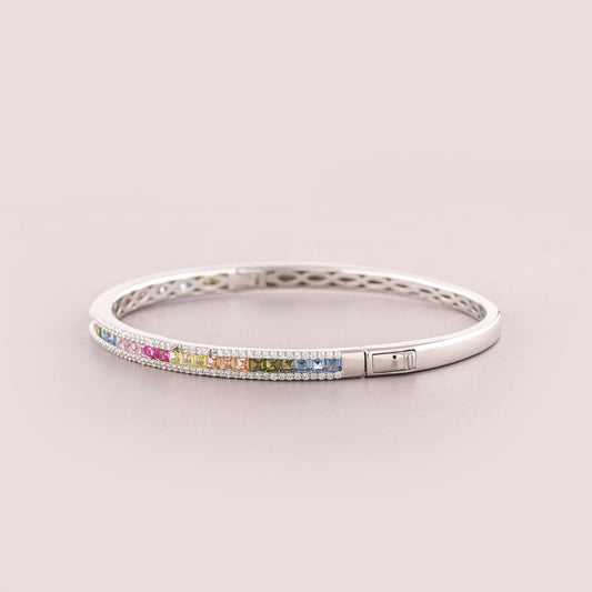 Multi-Color Diamond Tennis Bangle Bracelet - view 4