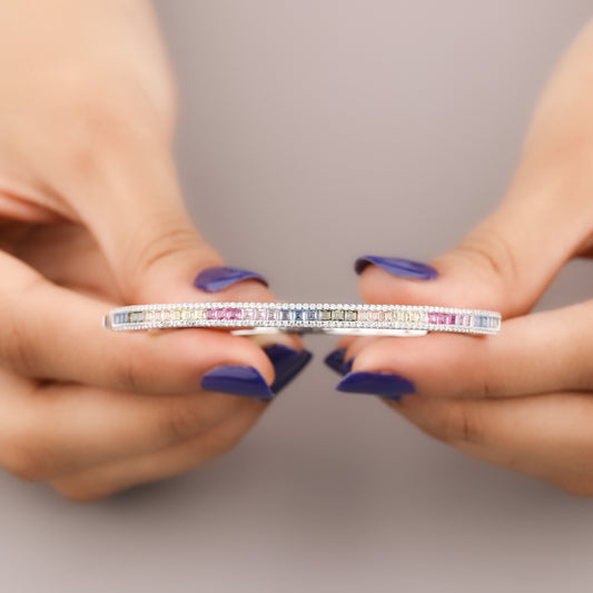 Colorful Natural Sapphire Diamond Bracelet Customizable Design by Ivevar