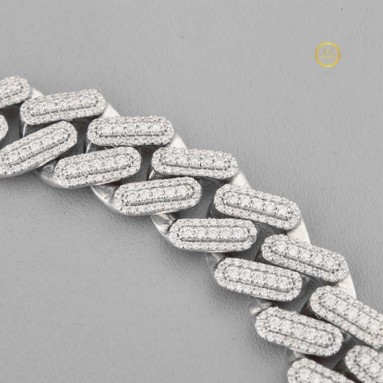 Round Cut Moissanite Elongated Miami Cuban Link Bracelet - view 2