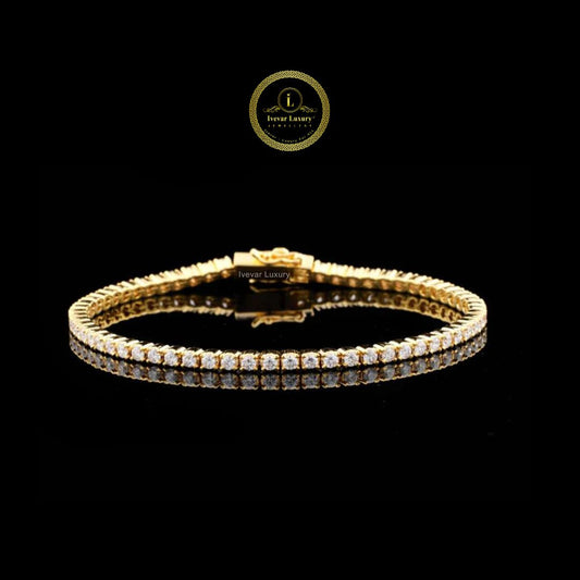 Custom Made Yellow Gold Moissanite Diamond Tennis Bracelet By Ivevar