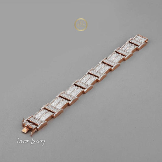 Round Cut Moissanite Wide Link Tennis Bracelet - view 3