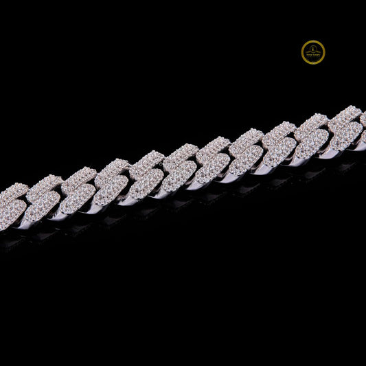 Custom Jewelry by Ivevar TwoTone Lab Grown Diamond Cuban Link Bracelet