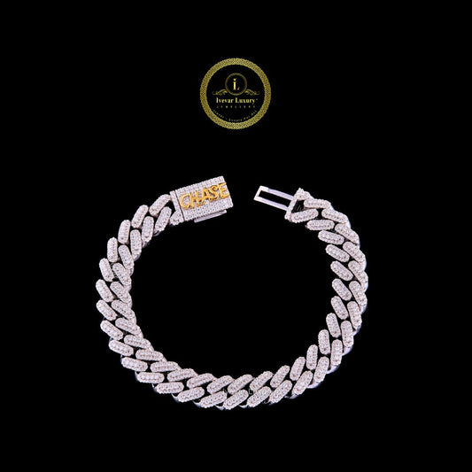 Custom Jewelry by Ivevar TwoTone Lab Grown Diamond Cuban Link Bracelet