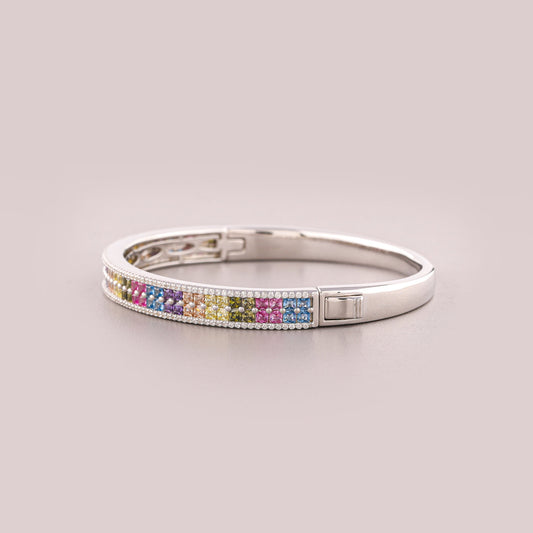 Rainbow Multi-Row Diamond Pave Bangle Bracelet - view 4