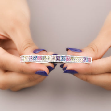 Customizable Natural Sapphire Rainbow Diamond Bracelet Design by Ivevar