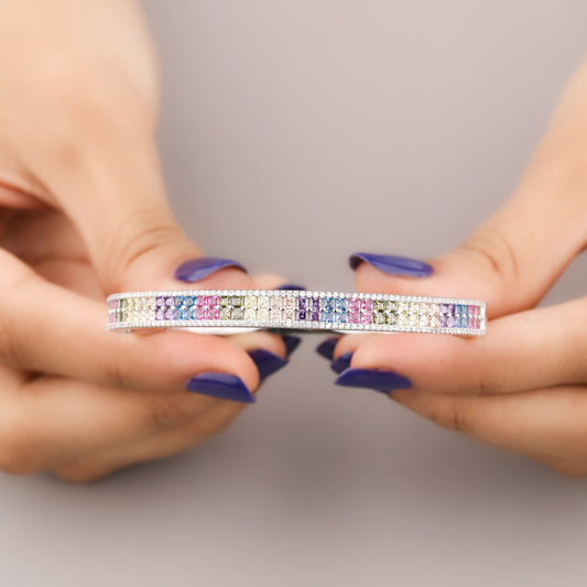 Customizable Natural Sapphire Rainbow Diamond Bracelet Design by Ivevar